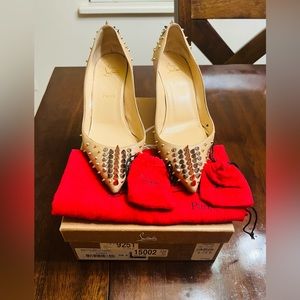 RARE Christian Louboutin Nappa multicolor 360 studded spikes, 70mm, EU39.5